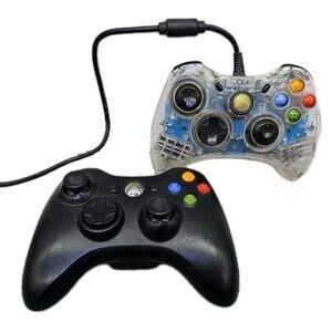 Lot of 2 Xbox Controllers • 1 Wired, 1 Wireless, See Pics for Details [BB]